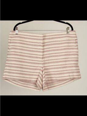 Loft Shorts Women’s 12 White Pink Striped Knit Pockets The Riviera Short
